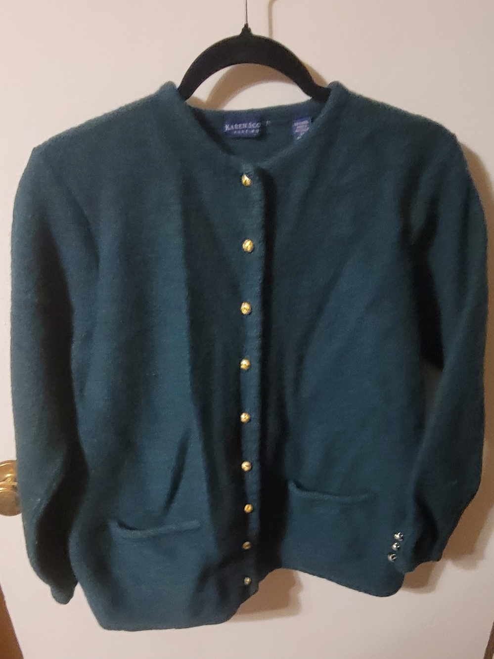 KAREN SCOTT Teal Button-Front Knit Cardigan